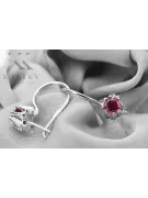 Plata de ley 925 14k 583 Ruby pendientes vec053s Ruso Soviético URSS Estilo vintage Art Deco style